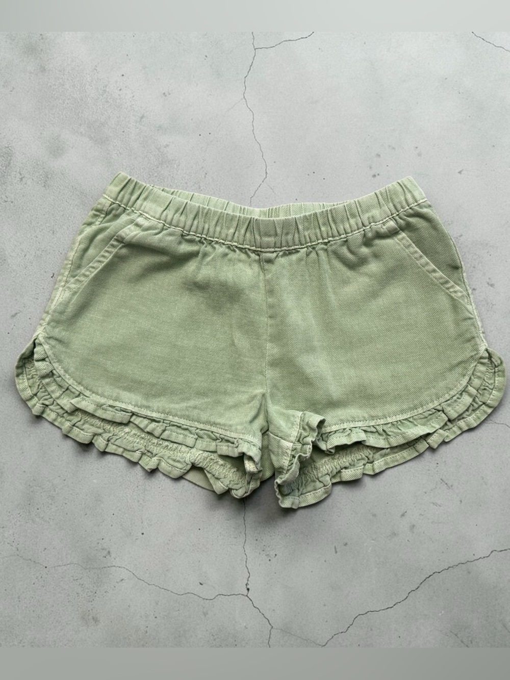 Cat & Jack Sage Green Ruffle Hem Girls' Shorts